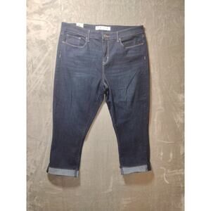 Levi Strauss Signature Mid-Rise Capri Jeans Womens Size 18 W34 Dark Wash Denim
